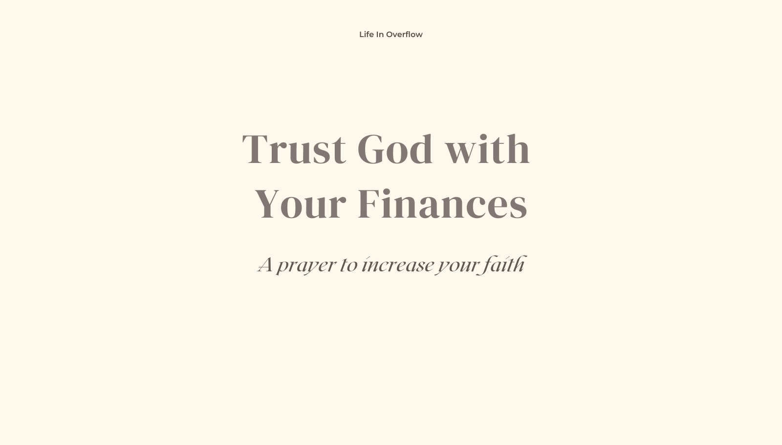 Prayer to Increase My Financial Faith